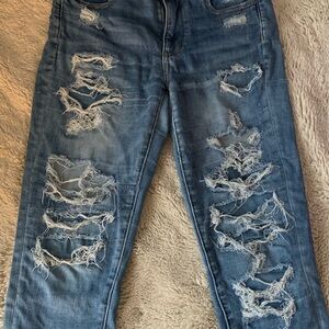 Distressed Blue Jeans